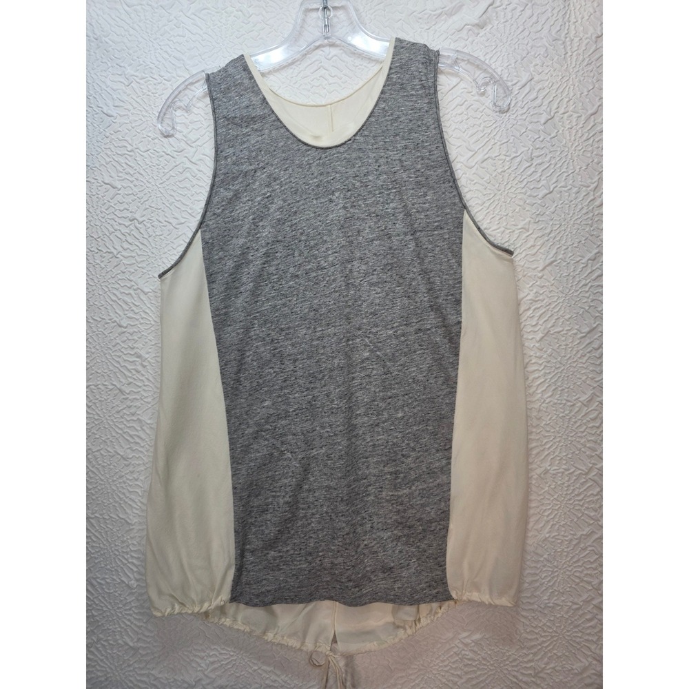 3.1 Phillip Lim Tank Top Womens Small Grey Ivory Good Silk Cotton Mixed Media